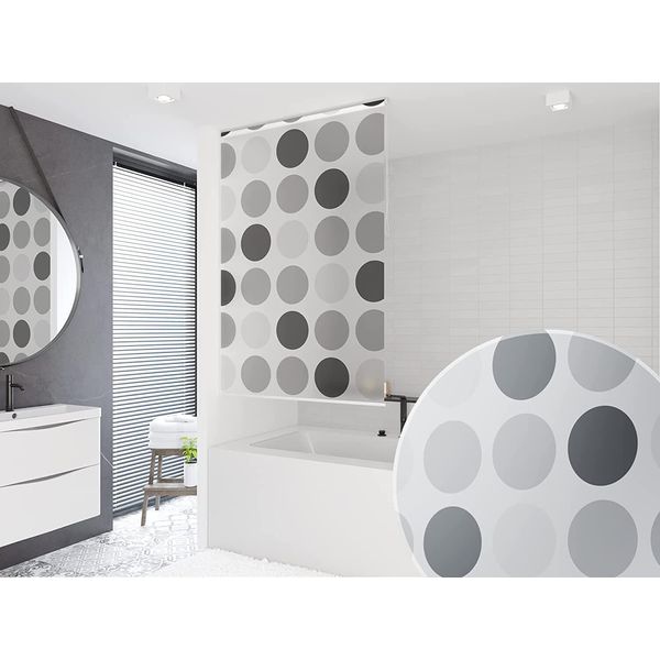 Tenda A Rullo Per Doccia Modello Retro Grey 7 Larghezze A Scelta (60X240 Cm)-image
