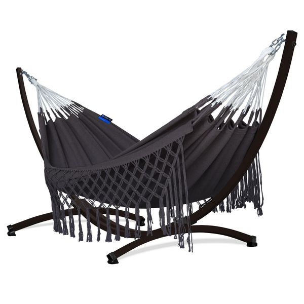 Amaca Da Esterno Potenza Con Telaio Per 2 Persone I Medelin - Amaca Doppia In 100% Cotone 230X160, 200Kg I Telaio Per Amaca 220Kg, Resistente Alle Intemperie-image