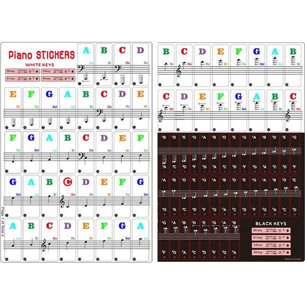 Inf Etichette Adesive Per Tastiera Di Pianoforte 88/61/54/49 Tasti-image