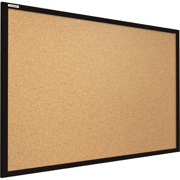 Lavagna In Sughero Con Cornice Nero In Legno 100X80 Cm, Bacheca Sughero Per Puntine Spille Memoboard-image