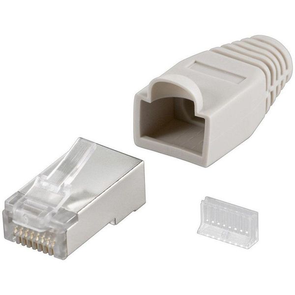Goobay 68746 Spina RJ45, Cat 5E Stp Schermato Con Stivale Antistrappo, Grigio Goobay-image
