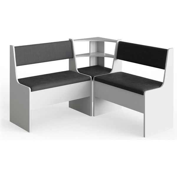 Vicco Gruppo Panca Ad Angolo Roman, 120 X 120 Cm Senza Tavolo, Bianco/Antracite-image