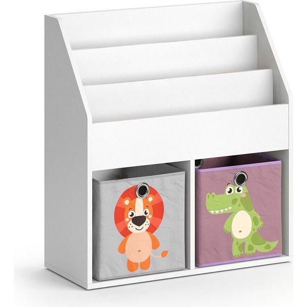 Vicco Libreria Bambini Luigi, 72 X 79 Cm Con 2 Scatole Pieghevoli Opt.3, Bianco-image