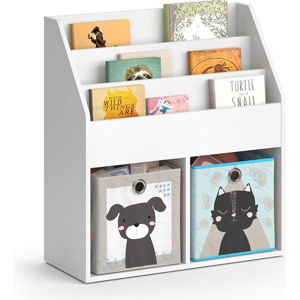 Vicco Libreria Bambini Luigi, 72 X 79 Cm Con 2 Scatole Pieghevoli Opt.4, Bianco-image