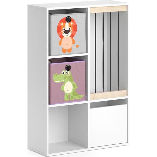 Vicco Libreria Bambini Luigi, 72 X 107.8 Cm Con 2 Scatole Pieghevoli Opt.3, Bianco-image