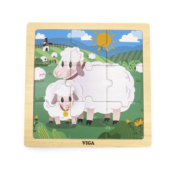 Viga 44622 Puzzle Di Pecore In Legno 9 Elementi.-image