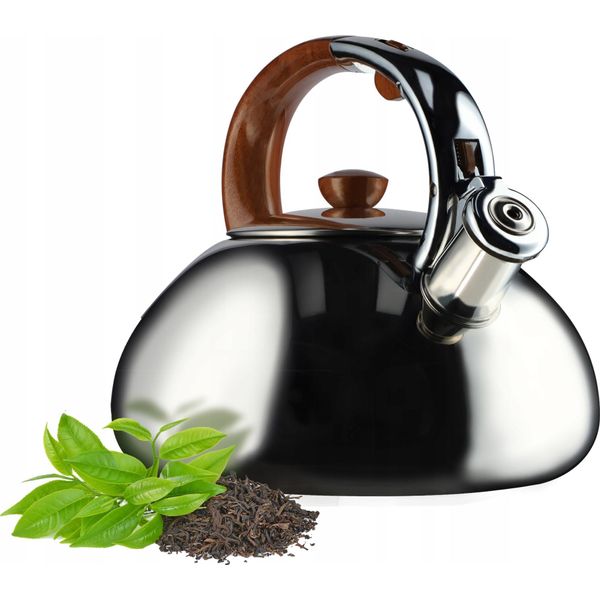 Bollitore A Fischietto Kadax, Bollitore A Flauto In Acciaio Inox, Bollitore Da 2,5 Litri, Bollitore Per L'acqua Con Rivestimento Antiscivolo-image