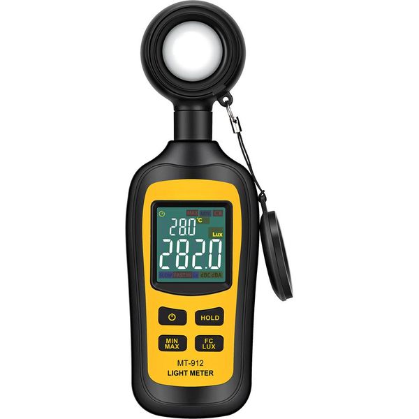 Misuratore Di Luce, Misuratore Digitale Di Illuminamento, Misuratore Portatile Di Temperatura Ambiente, Portata Fino A 200.000 Lux, Luxmetro Con Schermo Lcd A Colori A 4 Cifre-image