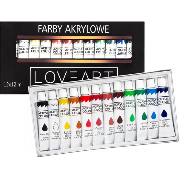 Loveart Colori Acrilici 12X12Ml Set Di Colori Acrilici Set Di Colori Per Artisti Colori Per Artisti-image