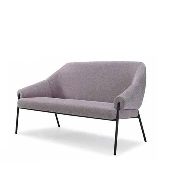 Divano 2 Posti In Pelle Due Posti Imbottitura Seduta Design Soggiorno Moderno Grigio-image
