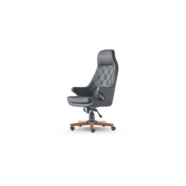 Sedia Direzionale Chesterfield Classica Nera Con Rotelle Ufficio Studio Legno-image
