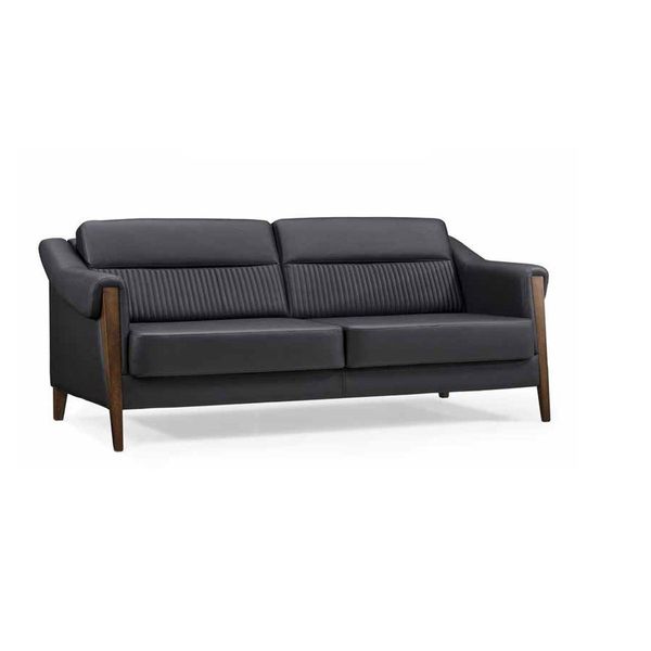 Divano Relax Design Divano Imbottito Mobili Tre Posti Xxl Grandi Divani Nero 192Cm-image
