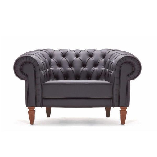 Poltrona In Pelle Divano Imbottito Seduta Chesterfield Divano A 1 Posto-image
