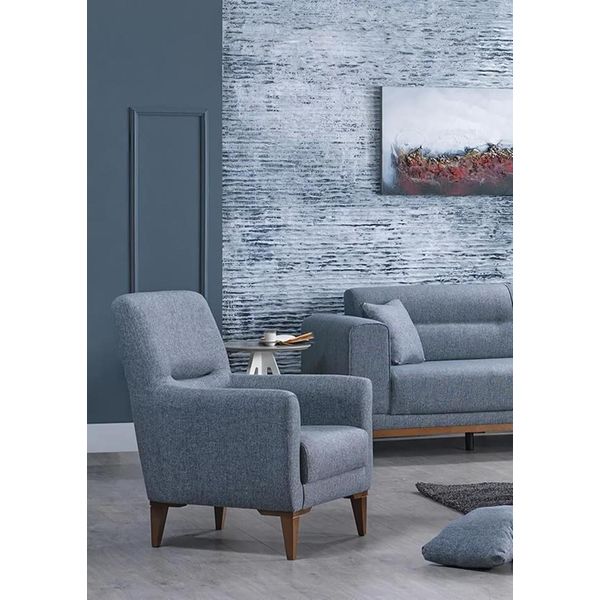 Poltrona Grigia Design Moderno Poltrona Imbottita Soggiorno Mobili Imbottiti Arredamento-image