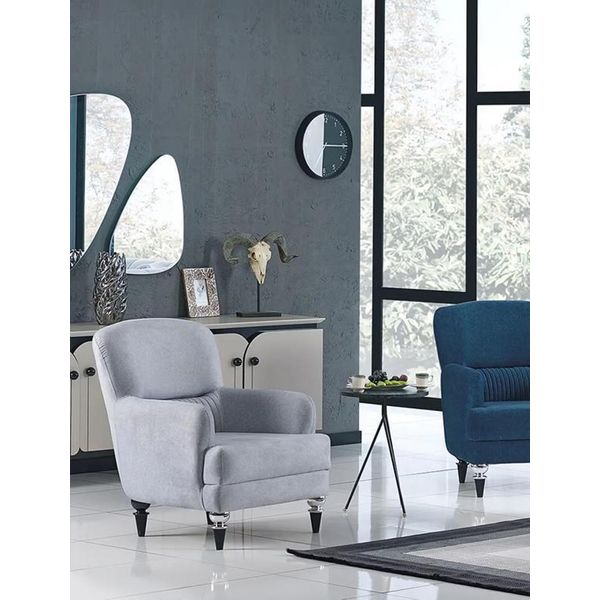 Poltrona Di Lusso Imbottita Grigia Mobili Moderni Design Poltrona Imbottita Soggiorno-image