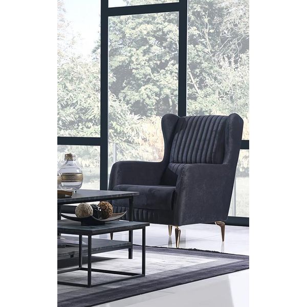 Seduta Moderna Poltrona Nera Soggiorno Design Mobili Imbottiti Design Di Lusso-image