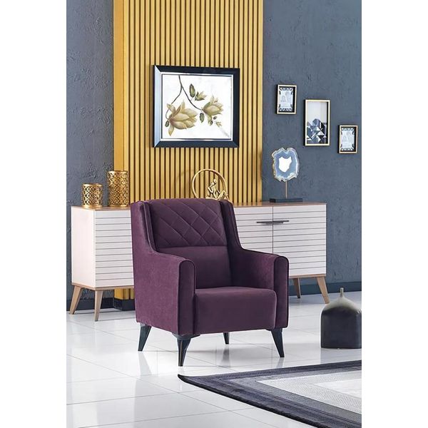 Soggiorno Viola Poltrona Imbottita Tessile Mobili Di Design Seduta Poltrona Imbottita Tessile-image