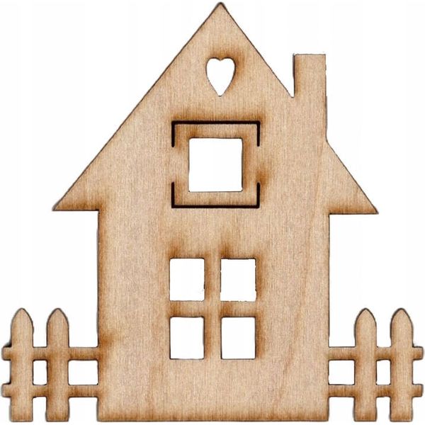 Ornamento In Legno Compensato - Casa Con Recinto-image