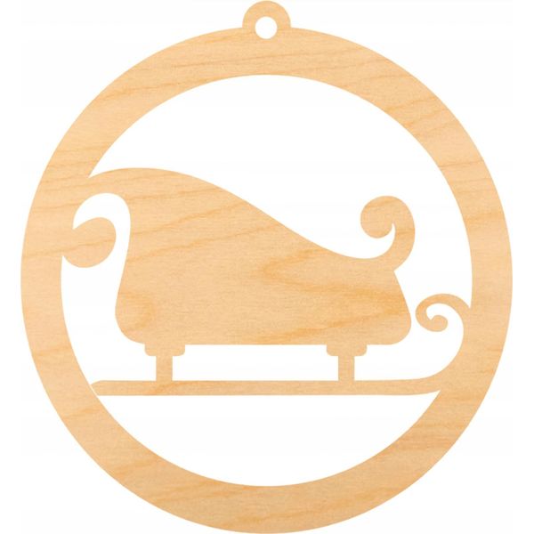 Palla Di Legno Ciondolo In Legno, Ornamento Palla Di Natale 6 Cm - Slitta Di Babbo Natale-image