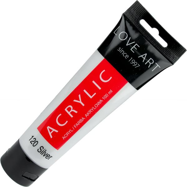 Loveart 100ML Vernice Acrilica Colore Per Artisti Vernice Per Pittura - Argento 120 - Argento-image