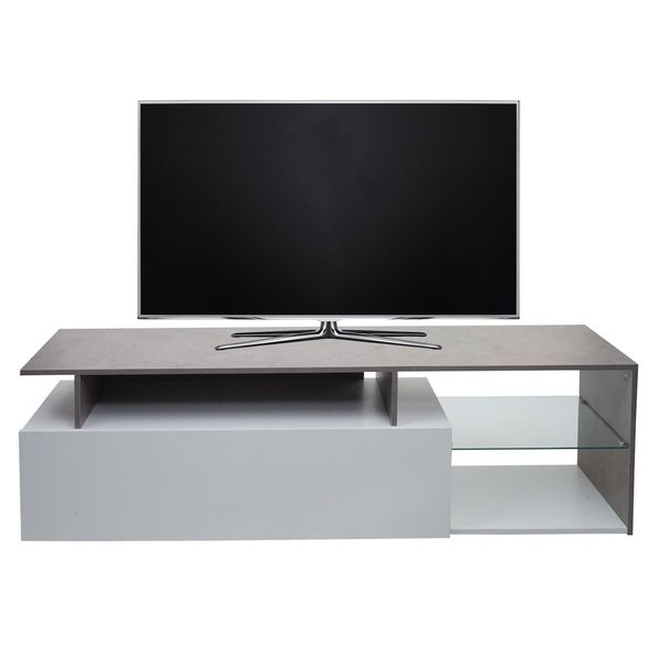 Tv-Rack MCW-L35, Lowboard Fernsehtisch Sideboard Tv-Schrank Kommode, Holz 47X170X40Cm Staufach, Beton-Optik Weiß-image