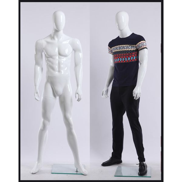 MA120-B Bianco Laccato Lucido Manichino Astratto Uomo Manichino Maschile Testa D'uovo Astratto-image