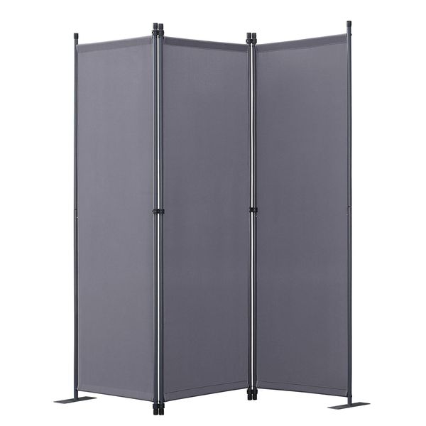 Angel Living 3 Pezzi Schermo Divisorio Per Ambienti Schermo Privacy 3 Schermi Pieghevoli (169X165Cm, Grigio)-image