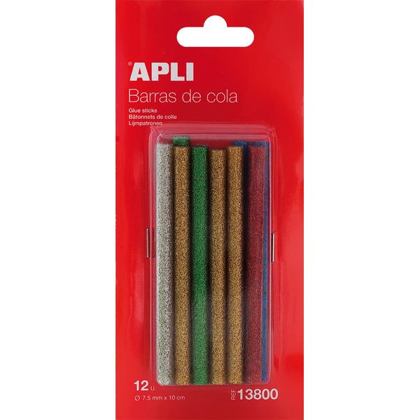 Pistola Glitter Stick Apli, 7,5 Mmx10 Cm, Mix Di Colori Con Glitter, 12 Pz-image