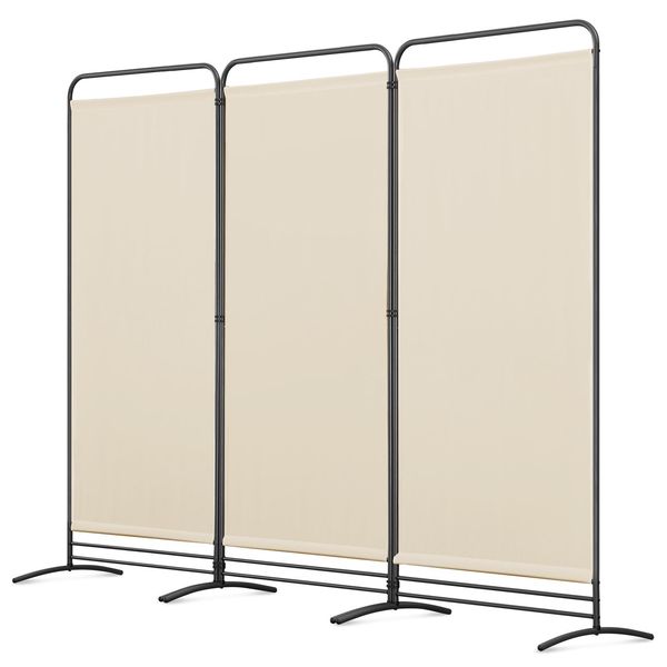 Angel Living 3 Pezzi Schermo Pieghevole 243 X 180 Cm Tessuto Parete Divisoria Camera Balcone Privacy Schermo Pieghevole Beige-image