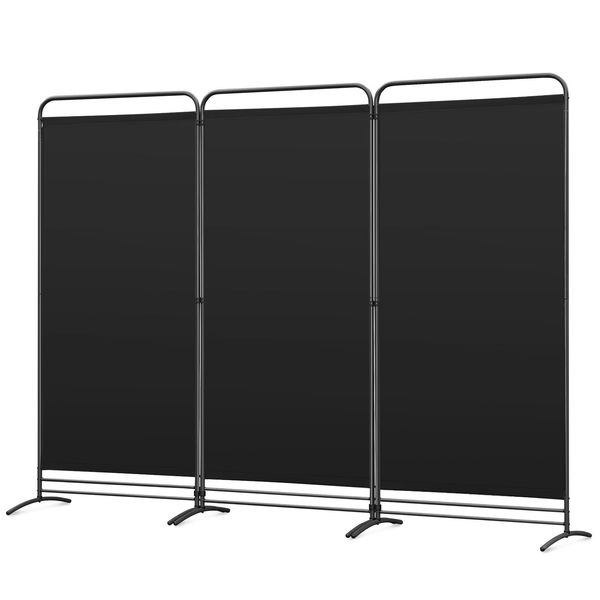 Angel Living 3 Pezzi Schermo 243 X 180 Cm Tessuto Parete Divisoria Camera Balcone Privacy Schermo Pieghevole Nero-image