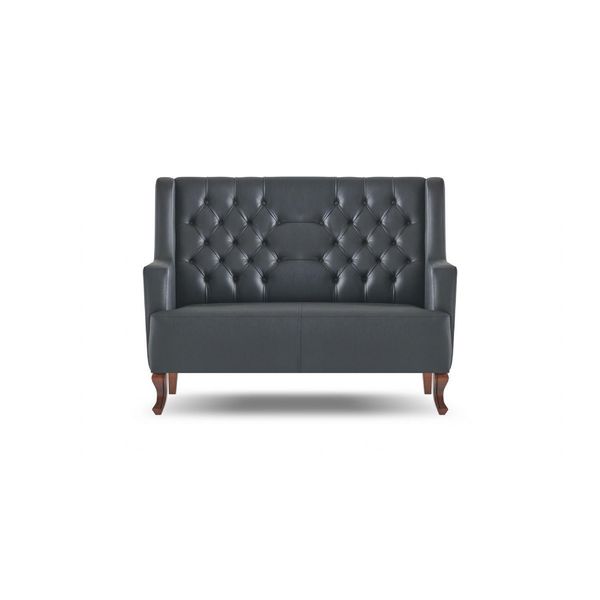 Divano Divano Chesterfield Button A Due Posti Divano A Due Posti In Pelle Nera-image