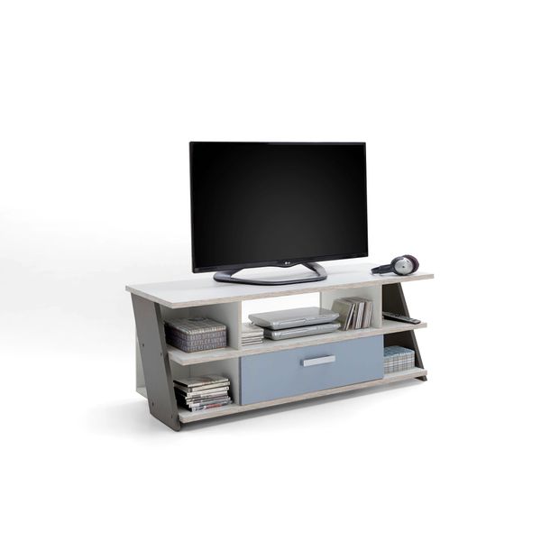 Tv-Bank Fmd "Nona", Bunt (Sandeichefarben, Abgesetzt Blau, Lavafarben), B:135Cm H:52Cm T:50Cm, Sideboards-image