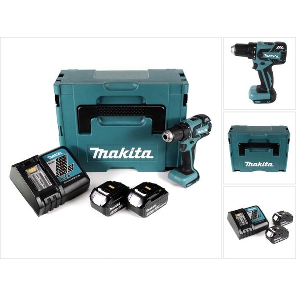Makita Ddf 459 Rtj Trapano Avvitatore A Batteria 18V 45Nm In Valigetta Makpac + 2X Batterie 5,0 Ah + Caricabatterie-image