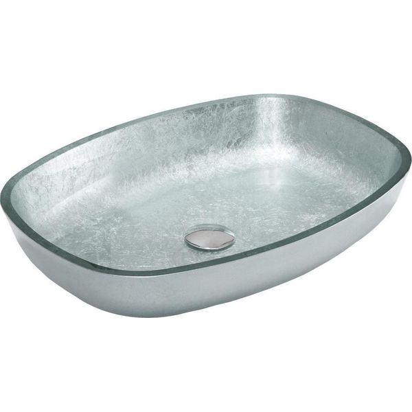 Mexen Araks Lavabo Sopra Il Piano In Vetro 54 X 39 Cm, Argento - 24155411-image