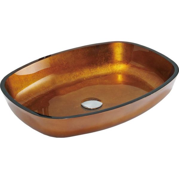 Mexen Araks Lavabo Da Appoggio In Vetro 54 X 39 Cm, Oro - 24155450-image