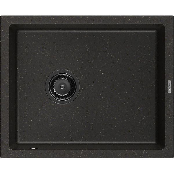 Mexen Pedro Lavello Da Cucina In Granito A 1 Vasca 560 X 460 Mm, Nero/Oro Metallico, Sifone Nero - 6508561000-75-B-image