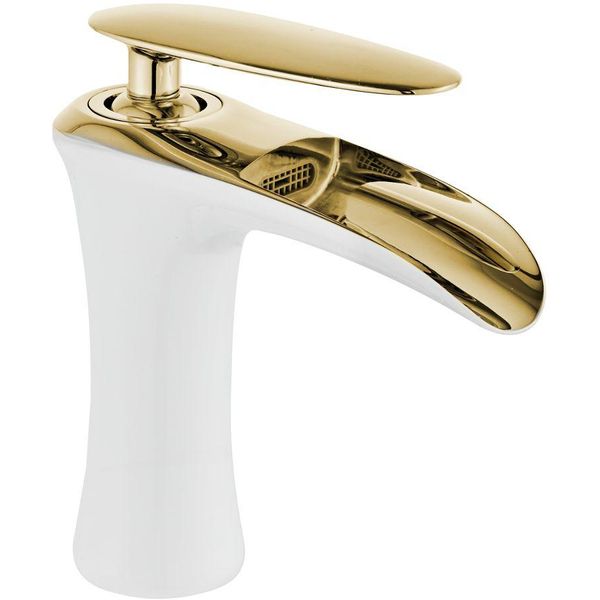 Mexen Lyra Rubinetto Del Lavabo, Bianco/Oro - 745300-25-image