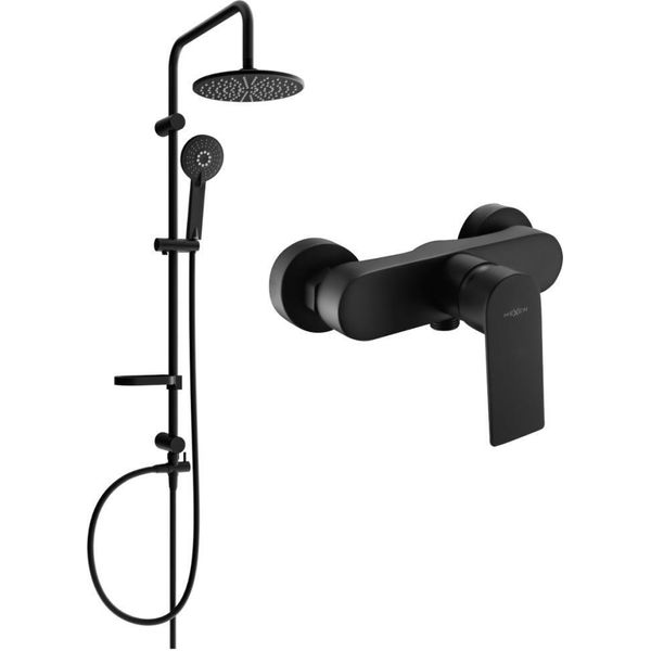 Mexen Carl Set Doccia A Parete Con Soffione E Rubinetto Doccia Royo, Nero - 72240240-70-image