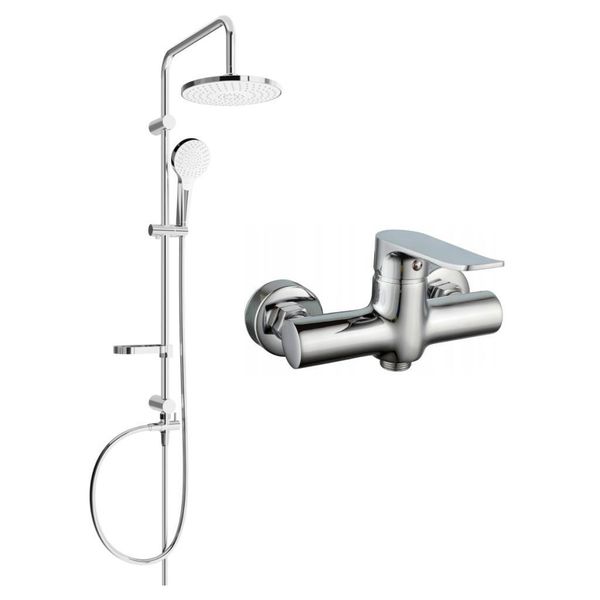 Mexen Pecos Erik Set Doccia Esterno Con Soffione E Miscelatore Doccia, Cromo - 72740205-00-image