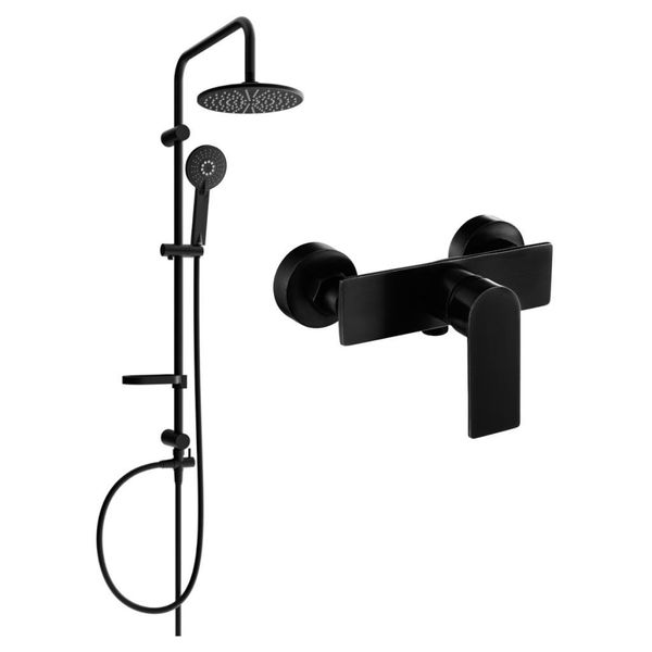 Mexen Carl Set Doccia Esterno Con Soffione E Miscelatore Doccia Alfa, Nero - 745740240-70-image