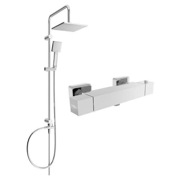 Mexen Tord Set Doccia Esterno Con Soffione E Rubinetto Doccia Termostatico Cube, Cromo - 77200200-00-image