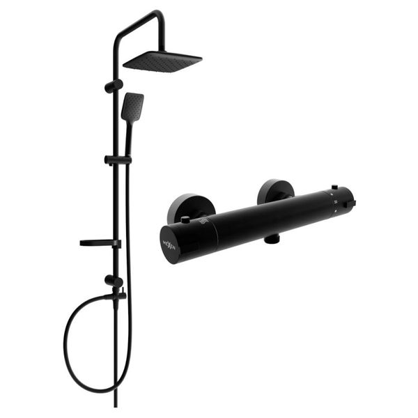 Mexen Sven Set Doccia Esterno Con Soffione Doccia E Rubinetto Doccia Termostatico Kai, Nero - 77100262-70-image