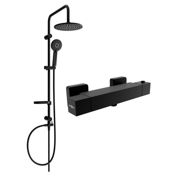 Mexen Carl Set Doccia Esterno Con Soffione E Miscelatore Termostatico Cube, Nero - 77200240-70-image
