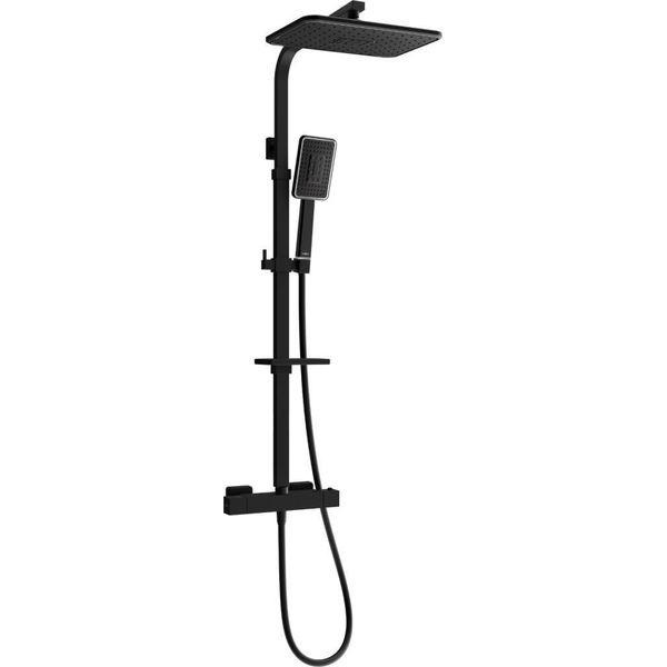 Mexen CQ54 Set Doccia Esterno Con Soffione E Rubinetto Termostatico, Nero/Cromo - 772505495-71-image