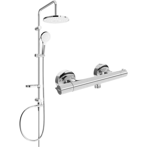 Mexen Erik Set Doccia Esterno Con Soffione E Miscelatore Termostatico Slim, Cromo - 77105205-00-image