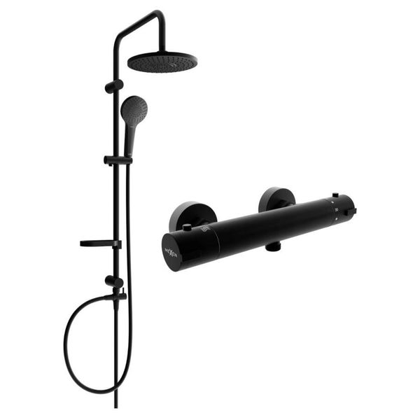 Mexen Erik Set Doccia Esterno Con Soffione E Miscelatore Doccia Termostatico Kai, Nero - 77100205-70-image