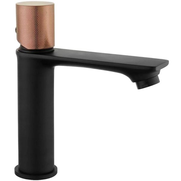 Mexen Royo One Batteria Lavabo, Nero/Oro Rosa - 72201-76-image