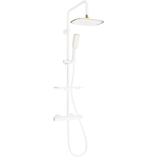 Mexen KT49 Set Doccia Esterno Con Soffione E Rubinetto Termostatico, Bianco/Oro - 771504993-25-image