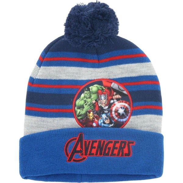 Cappello Invernale Avengers Con Pompon - Cappello Cool Onesize Per Bambini Blu-image
