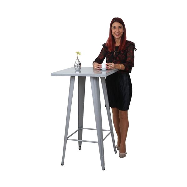 Stehtisch MCW-A73, Bistrotisch Bartisch, Metall Industriedesign 105X60X60Cm ~ Silber-image